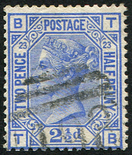 2½d SG 157 Pl 23 DEEP SHADE VFU 498 M Embassy Philatelists